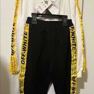 Off-White Black Joggers with Yellow Stripes